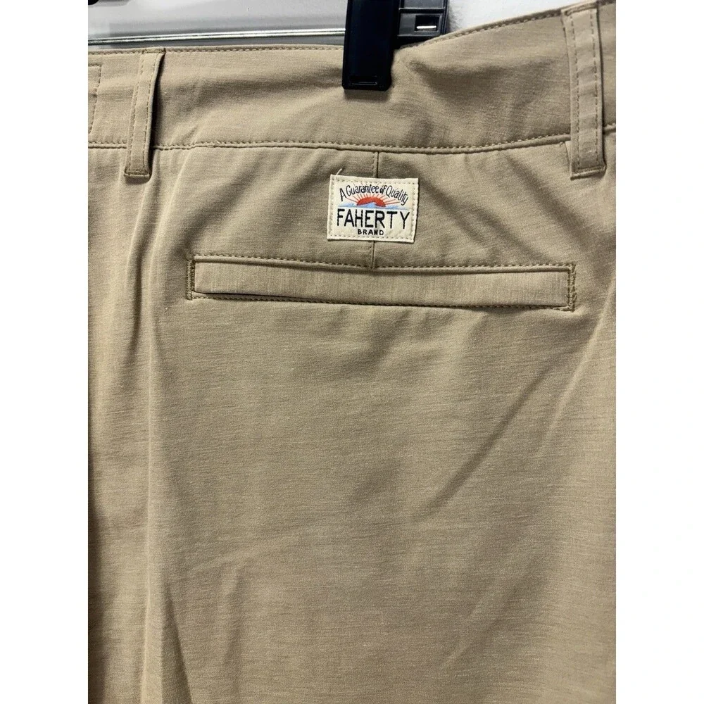 Faherty All Day Shorts Performance Stretch Chino Mens Khaki Drawstring Sz 36